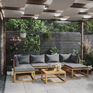 7 Piece Garden Lounge Set with Cushion Solid Acacia Wood