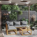 5 Piece Garden Lounge Set with Cushion Solid Acacia Wood