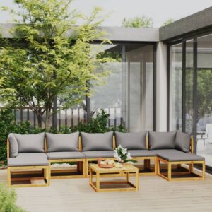 8 Piece Garden Lounge Set with Cushion Solid Acacia Wood