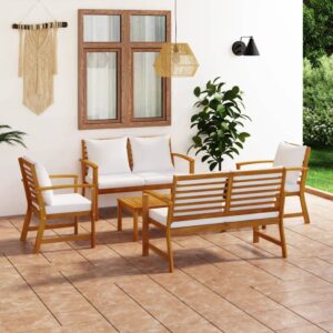 5 Piece Garden Lounge Set with Cushion Solid Acacia Wood