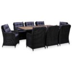 9 Piece Outdoor Dining Set Poly Rattan Black