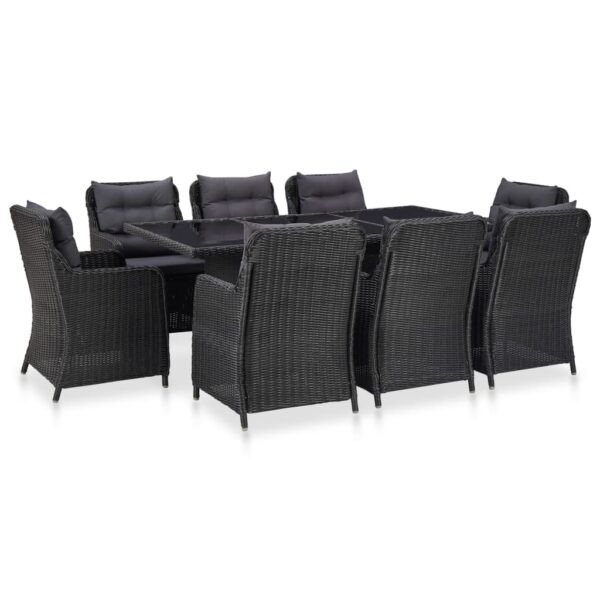 9 Piece Outdoor Dining Set Poly Rattan Black