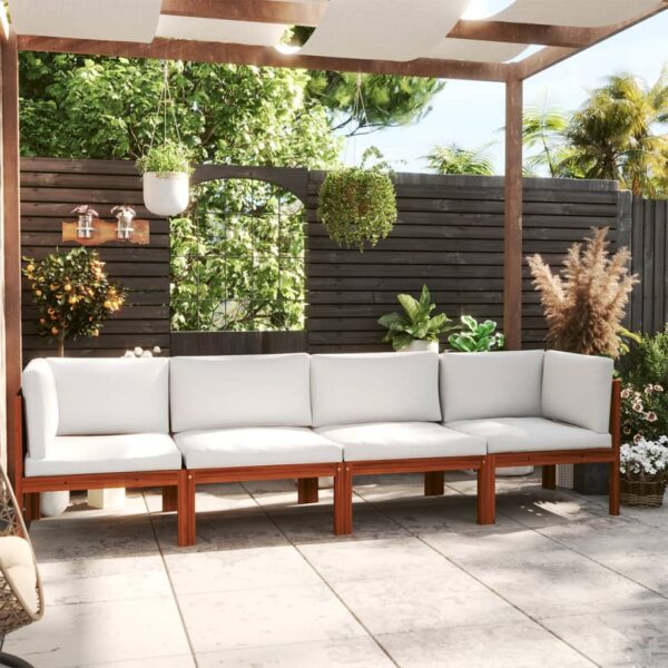 4-Seater Garden Sofa with Cushion Solid Acacia Wood