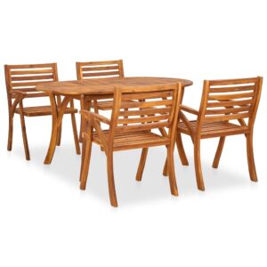 5 Piece Garden Dining Set Solid Acacia Wood