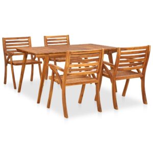 5 Piece Garden Dining Set Solid Acacia Wood