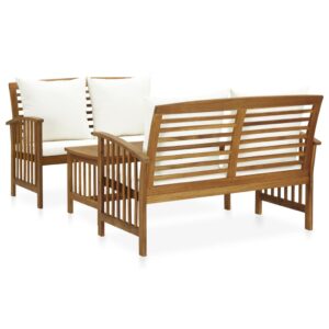 3 Piece Garden Lounge Set with Cushions Solid Acacia Wood