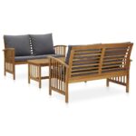 3 Piece Garden Lounge Set with Cushions Solid Acacia Wood (310261+310264)