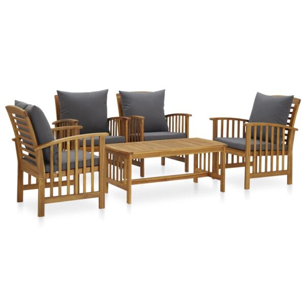 5 Piece Garden Lounge Set with Cushions Solid Acacia Wood (310255+2x310258)