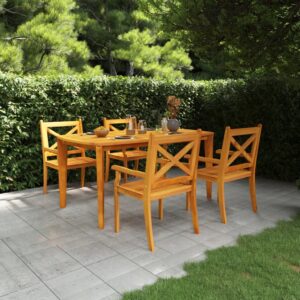 5 Piece Garden Dining Set Solid Wood Acacia