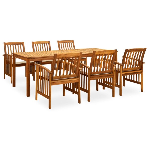 7 Piece Garden Dining Set with Cushions Solid Acacia Wood