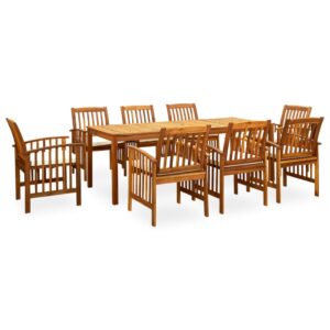 9 Piece Garden Dining Set with Cushions Solid Acacia Wood