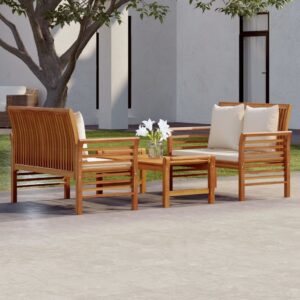 3 Piece Garden Lounge Set with Cushions Solid Wood Acacia