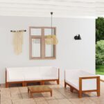 6 Piece Garden Lounge Set with Cushions Solid Acacia Wood