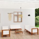 9 Piece Garden Lounge Set with Cushions Solid Acacia Wood