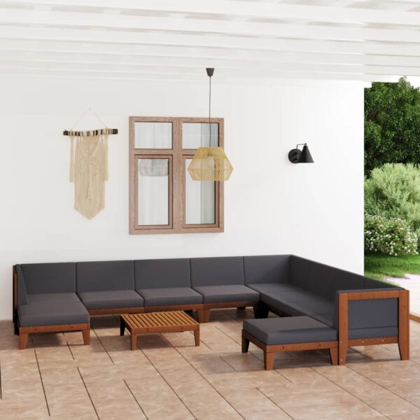 11 Piece Garden Lounge Set with Cushions Solid Acacia Wood