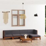 6 Piece Garden Lounge Set with Cushions Solid Acacia Wood