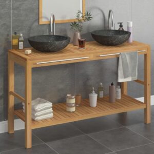 Bathroom Vanity Cabinet Solid Wood Teak with Sinks Marble Black