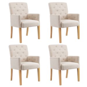 Dining Chairs with Armrests 4 pcs Beige Fabric