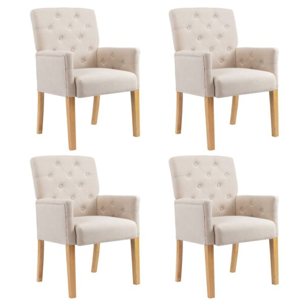 Dining Chairs with Armrests 4 pcs Beige Fabric