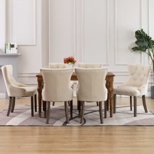 Dining Chairs 6 pcs Beige Fabric