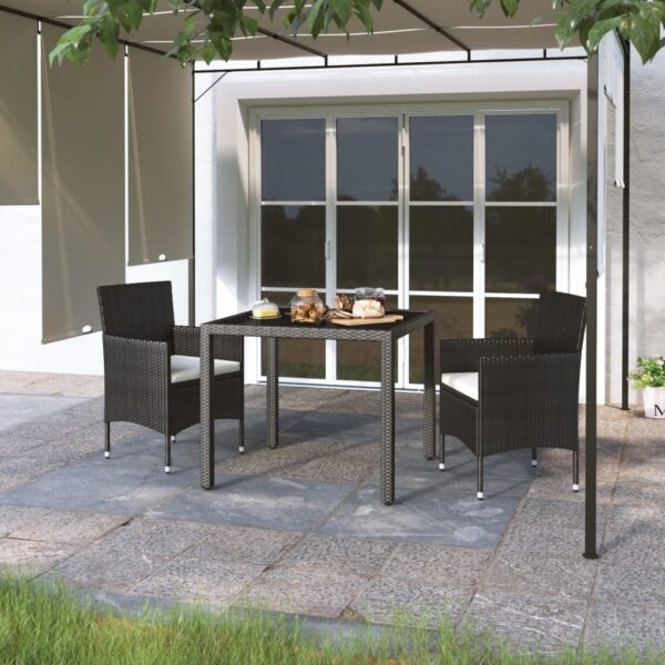 Outdoor Rattan Garden Dining Set Weather Resistant UV Protected Tempered Glass