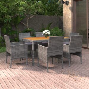 7 Piece Garden Dining Set Poly Rattan Grey