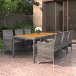 7 Piece Garden Dining Set Poly Rattan Grey