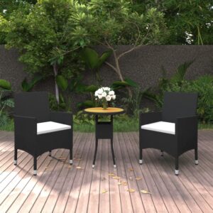 Elegant Outdoor Garden Dining Set Rattan Design Black with Cushions Patio