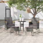 5 Piece Garden Lounge Set Poly Rattan Grey