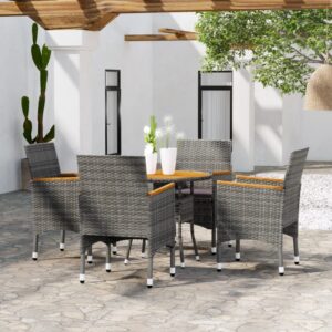 5 Piece Garden Dining Set Poly Rattan Grey