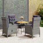 5 Piece Garden Bistro Set Poly Rattan Grey