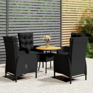 5 Piece Garden Bistro Set Poly Rattan Black