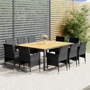 11 Piece Garden Dining Set Poly Rattan Grey