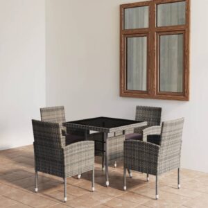 5 Piece Garden Dining Set Poly Rattan Anthracite