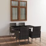 5 Piece Garden Dining Set Poly Rattan Anthracite & Grey