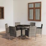 7 Piece Garden Dining Set Poly Rattan Anthracite & Grey