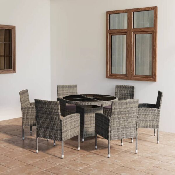 7 Piece Garden Dining Set Poly Rattan Anthracite & Grey