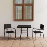 Outdoor Elegance Poly Rattan Garden Dining Set Black with Glass Tabletop