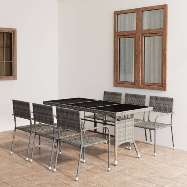 7 Piece Garden Dining Set Poly Rattan Anthracite & Grey