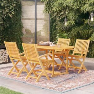 5 Piece Garden Dining Set Solid Teak Wood