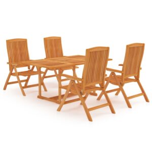 5 Piece Garden Dining Set Solid Teak Wood