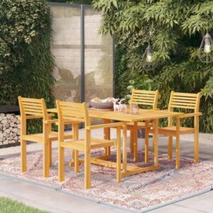 5 Piece Garden Dining Set Solid Teak Wood