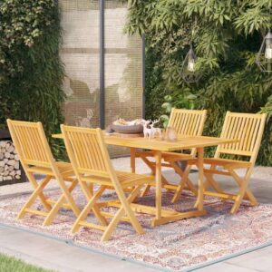 5 Piece Garden Dining Set Solid Teak Wood