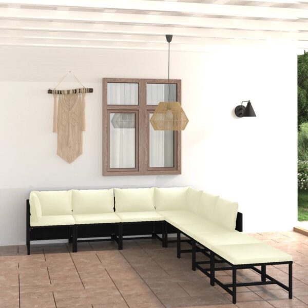 8 Piece Garden Lounge Set with Cushions Poly Rattan Black