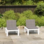 Outdoor Garden Lounge Chairs Set of Two with Cushions Patio Furniture White