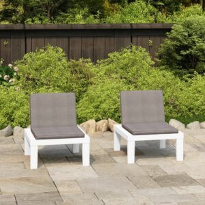 Outdoor Garden Lounge Chairs Set of Two with Cushions Patio Furniture White