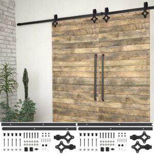 Black Steel Sliding Door Track Kit Quiet Glide Roller Rail Set for Barn Kitchen