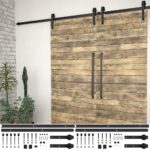 Black Steel Sliding Door Track Kit Quiet Glide Hardware Set for Barn Kitchen