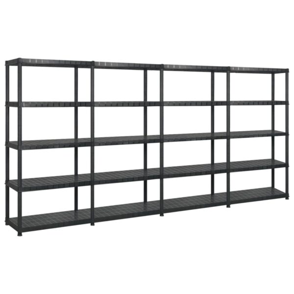 Storage Shelf 5-Tier Black 340x40x185 cm Plastic