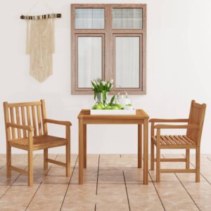 3 Piece Garden Dining Set Solid Teak Wood